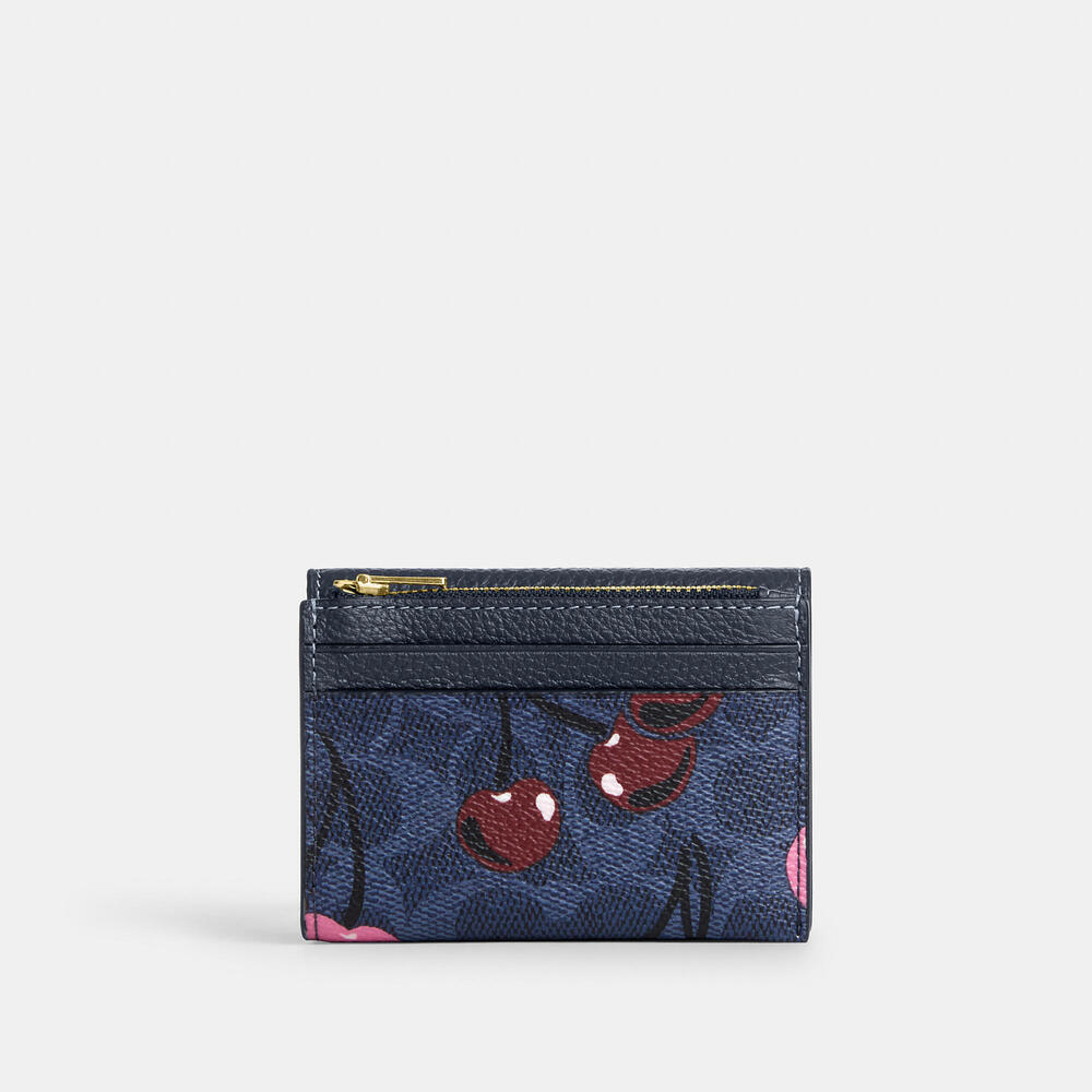 Card Holder Wallet In Signature Canvas With Cherry Print